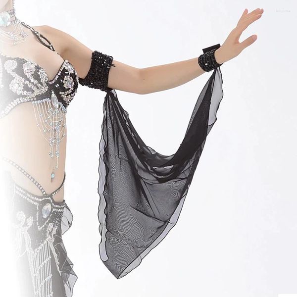 Stage Wear Femmes Belly Dance Bras Manches En Mousseline De Soie Danse Costume Accessoire 12 Couleurs En Vente