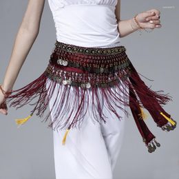 Vêtements de scène femmes danse du ventre classique frange Tribal hanche écharpe jupe Wrap velours taille chaîne danse gland ceinture cadeau