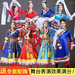 Stage Wear Vrouwen Chinese Traditionele Prestaties Kostuum Tibetaanse Dans Kleding Vrouw Festival Water Mouw Jurk Glitter Rave Outfit