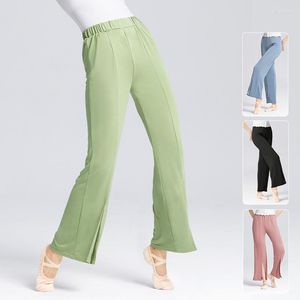 Stage Wear Women Dance Pants Classical Flare Lange broek Hoge taille Stretch Front Fork Bell-Bottoms Ballet Fitness Yoga