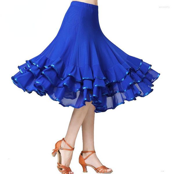 Stage Wear Femmes Costume De Danse Flamenco Valse Danse De Salon Jupe Pratique Classique Couches 360 Degrés Big Swing Espagne Jupes