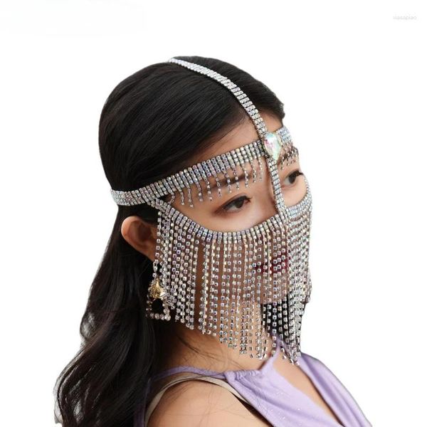 Portez des femmes femmes de danse nombril masque pour adultes métal diamant voile voile dansant des accessoires de couverture de performance haut de gamme