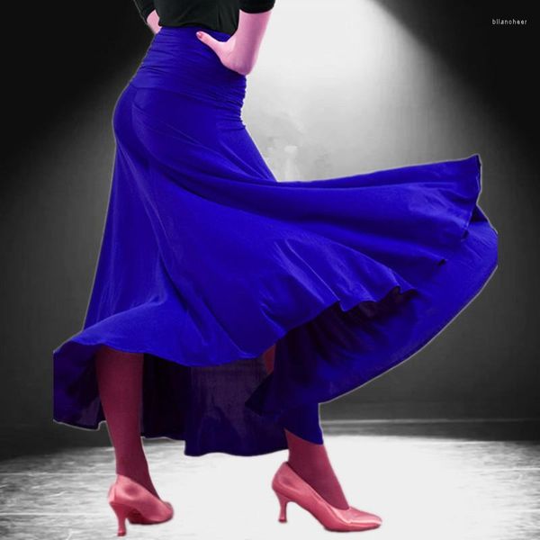 Vêtements de scène femmes Costumes de danse Flamenco jupes violettes salle de bal Salsa latine robe de danse jupe Dancewear Tango Cha en Stock