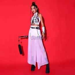 Stage Wear Women Gogo Performance Outfits White Suit Nightclub DJ Pole Dance Clothing Stage Wear Chinese stijl Jazz Dance Costume D240425