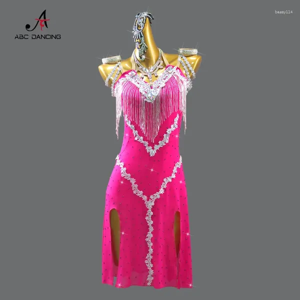 Escenario desgaste mujeres vestido de baile latino traje sexy samba práctica ropa línea de bola falda para niñas 2024 traje femenino fiesta de graduación