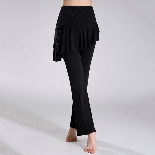 Etapa desgaste mujeres baile latino falda pantalones l-4xl más tamaño yoga fitness dividido 4 estilo cuadrado vientre ropa