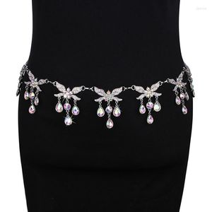 Vêtements de scène femmes luxe strass chaîne ceinture danse ventre bijoux accessoires argent concepteur métal taille ceintures cadeau