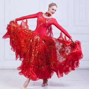 Vêtements de scène femmes concours de danse moderne Costumes robe de bal uniformes de Performance de haute qualité valse Tango Rumba jupe