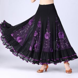 Vêtements de scène femmes imprimer robe de bal nationale danse moderne grande compétition de balançoire Flamenco Tango latin lyrique Costume Dancewear