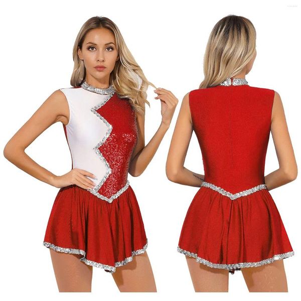 Etapa desgaste de las mujeres ballet gimnasia leotardo vestido lentejuelas porrista uniforme animadora líder cosplay trajes rendimiento de baile