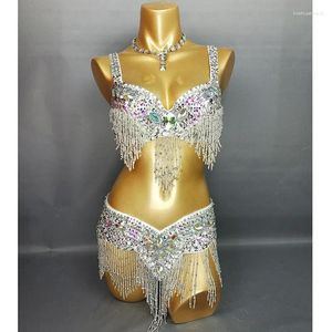 STAGE PEUS FEMMES PRÉDUS COSTUMENTS DANSE BELLY BRA BRA 2PC Set Showgirl Ladies Bellydancing Costumes Bellydance Vêtements