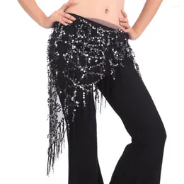 Stage Wear's Belly Dance Hip Buff with Wassels y Sequins Solid Triangle Skirt Wrap Cover para Dancing Performance Show