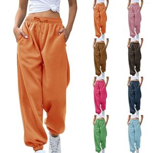 Stage Wear Pantalones de chándal inferiores para mujer, pantalones de entrenamiento, yoga de cintura alta con bolsillos