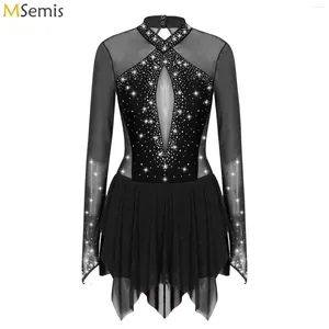 Stage Draag dames metallic gymnastiek mueuten kleden ritmische gymnastiek Bodysuit Rhinestones yoga figuur schaatsen jumpsuit ballet turnard