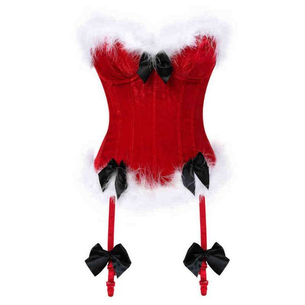 Stage Wear Mujeres Sexy Christmas Comes Santa Claus Corset Top Adulto Red Velvet Bustier Bodyshaper Cosplay Lencería Showgirl Ropa Gratis T220901