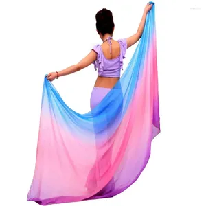 Stage Draag Women Simulation Silk Belly Dance Veils Dancing Hand Scarves Geleidelijke kleur Hip Sjalf