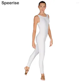 Stage Draag Women Spandex Nylon Ballet Tank Unitard Bodysuit Mouwloze één stuk jumpsuit voor volwassen zwarte gymnastiek danskostuums