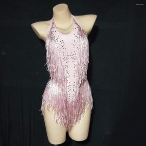 Stage Wear Women Sparkly Rhinestone Latin Dance Bodysuits Tuchard Jazz-kostuum uit één stuk Danser Performance Show kleding