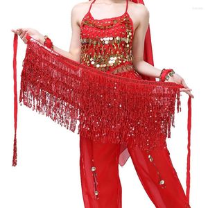 Stage Wear Femmes Gland Belly Dance Ceinture Paillettes Hip Wrap Écharpe Bohème Taille Chaîne Performance Costume Robe De Fête Décoration