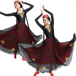Vêtements de scène femmes Xinjiang Costume National Uygur danse ensembles de vêtements femme robe folklorique chinoise Performance