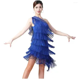 Escenario Womens Lady Tassel Latin Dance Dress Sexy Fringe Salsa Ballroom Tango Cha Rumba Samba Disfraces