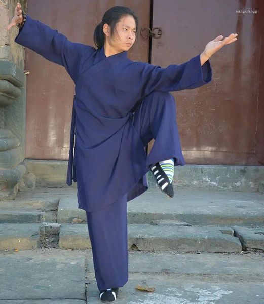 Etapa desgaste Wudang taoísta Kungfu uniforme Tai Chi Robe Shaolin budista monje batas conjunto de lino Wushu artes marciales traje ropa