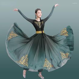 Stage Wear Xinjiang Uygur Dansvoorstelling Kostuums Vrouwelijke Etnische Minderheid Mongoolse Jurk Nationale Kleding Outfit