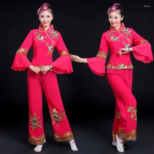 Stadiumkleding Yangko-danskleding Chinese stijl uniform Festival feestelijke vierkante ventilatorpakprestaties voor vrouwen