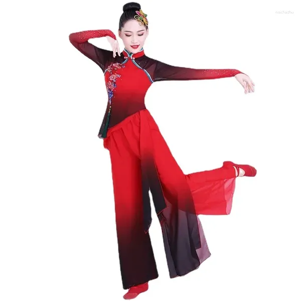 Stage Wear Costumes de danse Yangko élégant costume de parapluie de ventilateur national traditionnel chinois Hanfu Festival tenue