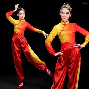 Stage Wear Année Danse Performance Costumes Femmes Lanterne Pantalon Taille Tambour Vêtements Yangko Fan Folk Outfit Ethnique Traditionnel Dancewear