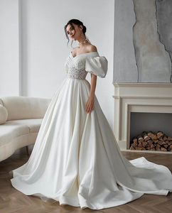 Vlek A-lijn trouwjurken 2024 Appliques korte mouw Appliques Princess Bridal Dress Women Wedding Jurys Plus Maat