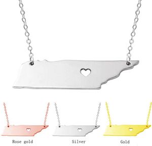 Tache acier US carte état Delaware état S925 argent géométrique pendentif colliers déclaration collier breloque bijoux w9943268