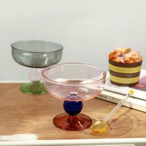 Glas-in-lood beker ijs dessertkom Clorful transparante mok fruitsalade borosilicaatglas kom hittebestendig glas 240223