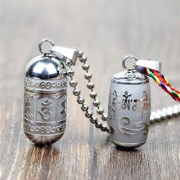 Acier inoxydable Om Mani Padme Hum ouvrable pendentif médaillon roue de prière collier femmes hommes bouddhisme fête Mantra cendres boîte urne bouteille Jew203R