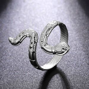 Anneaux en acier inoxydable pour femmes en acier couleur coeur de serpent trèfle à doigt réglable bijoux de mode géométrique ouverte géométrique