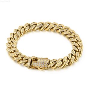 Roestvrij staal 10mm 12mm 14mm Mens Ronde Cubaanse Link Chain 18k Gold Full Diamond Miami Cubaanse ketting Mannen Iced Out Sieraden