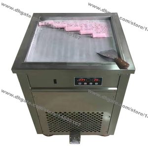 Envío gratis de acero inoxidable 110v 220v eléctrico 50cm Thai Single Square Fry Pan Ice Cream Rolled Yogurt Maker Fried Ice Cream Roll Machine