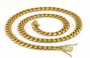 Roestvrij staal 24k vaste gouden elektroplate giet elkaar diamant cuban link ketting armband voor mannen stoep ketens sieraden 249439802