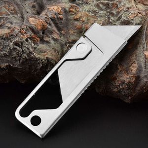 Acier inoxydable 3CR13 couteau utilitaire à lame coulissante EDC Keychain Mini Box Cutter Blade Remplaçable Petit couteau de poche pliant