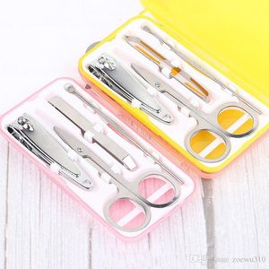 Roestvrij staal 4 Stks / set Huishoudelijke Sundries Nagels Kit Manicure Schaar Set Draagbare Vingernagel Trimmers Nail Tools Plastic Doos Sets XDH1390 T03