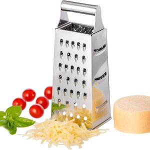 Cuchillas de 4 lados de acero inoxidable, rallador de caja para el hogar, contenedor multiusos, cortador de verduras, herramientas de cocina, rebanador de queso Manual