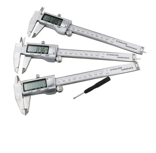 Calibradores Vernier electrónicos de metal de acero inoxidable de 6 pulgadas/0-150 mm, calibre de diámetro, micrómetro, herramientas de medición de espesor, calibrador Vernier