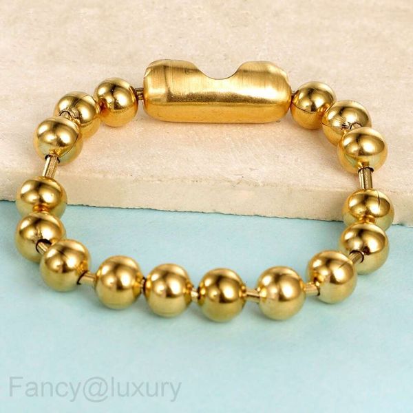 Bracelet en acier inoxydable, chaîne de perles de verre de 8mm, bijoux polyvalents Hip Hop, chaîne à billes