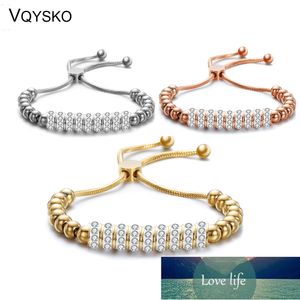 Roestvrijstalen verstelbare kralen armbanden voor vrouwen mode crytal charme armband femme bruiloft sieraden accessoires fabriek prijs expert ontwerp