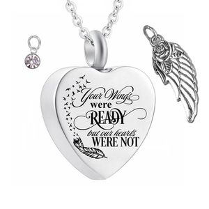 Rvs Angel Wings Cremation Jewelry Ash Kecklaces Keepsake Memorial Name Customization Urn Hanger Ketting voor Ashes