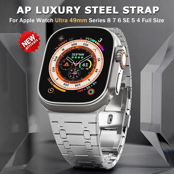 Bracelet AP en acier inoxydable pour Apple Watch Band 8 Ultra 49 mm 44 mm 45 mm 42 mm 38 mm 40 mm 41 mm Watch Band Iwatch SE 6 5