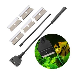 Outils de nettoyage de réservoir de poissons d'aquarium en acier inoxydable Lame de grattoir d'algues Eau aquatique Live Plant Herbe Nettoyage Kit de nettoyage multi-outils 20220108 Q2