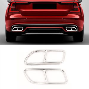 Autocollants de décoration de cadre de gorge de queue d'automobiles d'acier inoxydable pour des accessoires de tuyau d'échappement de Volvo S60 V60 2014-2019