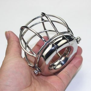 4 tailles Cockrings boules en acier inoxydable Cage de retenue anneau de poids pendentif Scrotum cages de chasteté civières à billes jouets sexuels masculins pour hommes BB-348