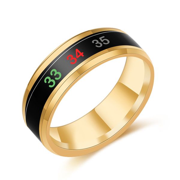 Anillo de banda de acero inoxidable, anillos que cambian de Color con sensación de emoción física inteligente para hombres y mujeres, anillo de pareja de temperatura corporal